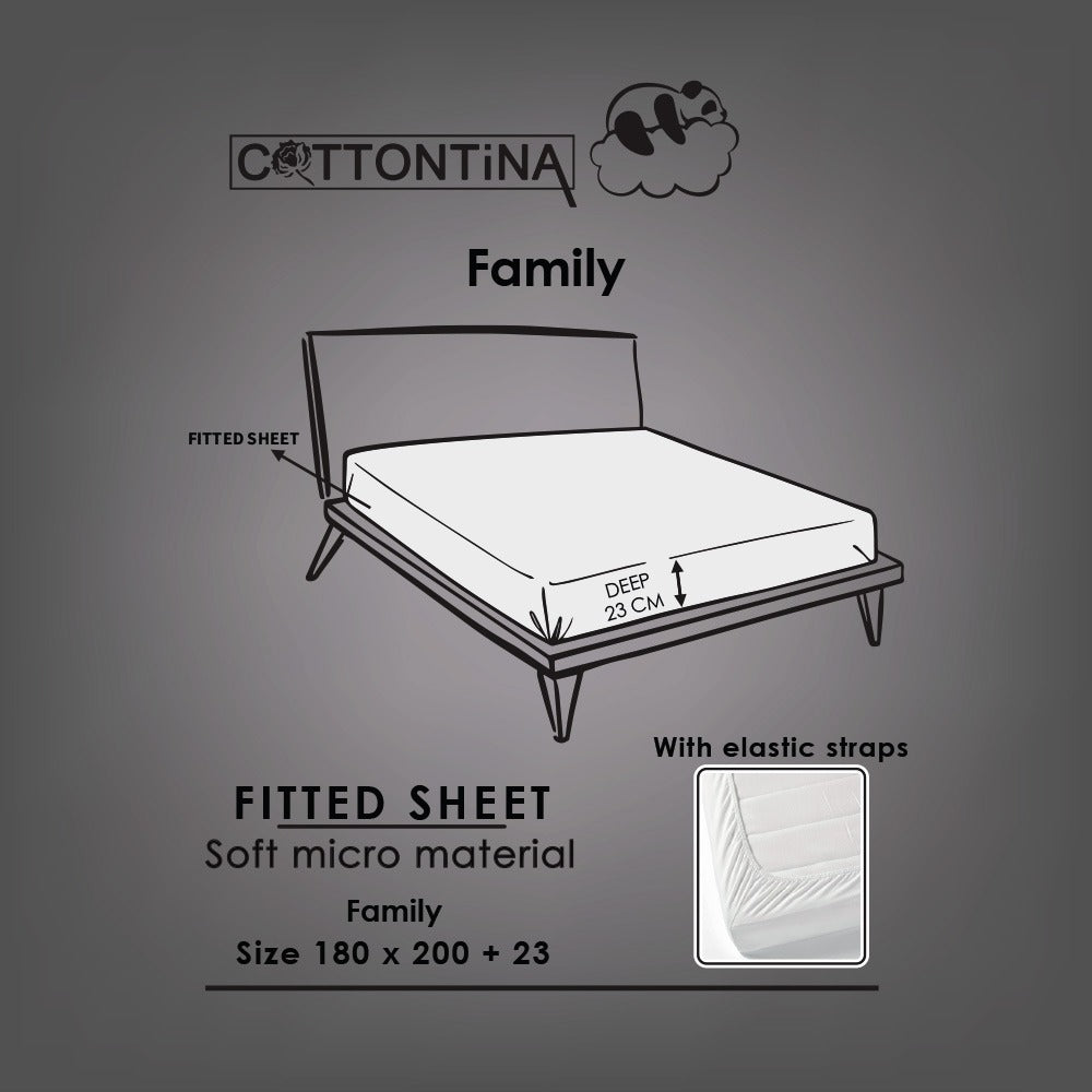 Fitted sheet, with elastic straps on the corners - 1 piece - Family size 180x200 + 23 CM - Barcode 4860122510476