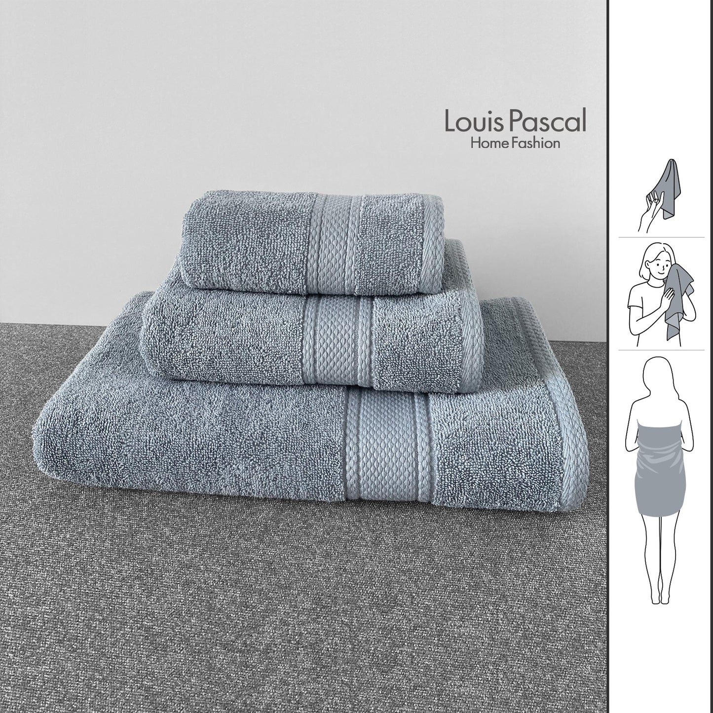 Set of 3 towels - 100% cotton - Barcode 4860122510391 - 4860122510407 - 4860122510414