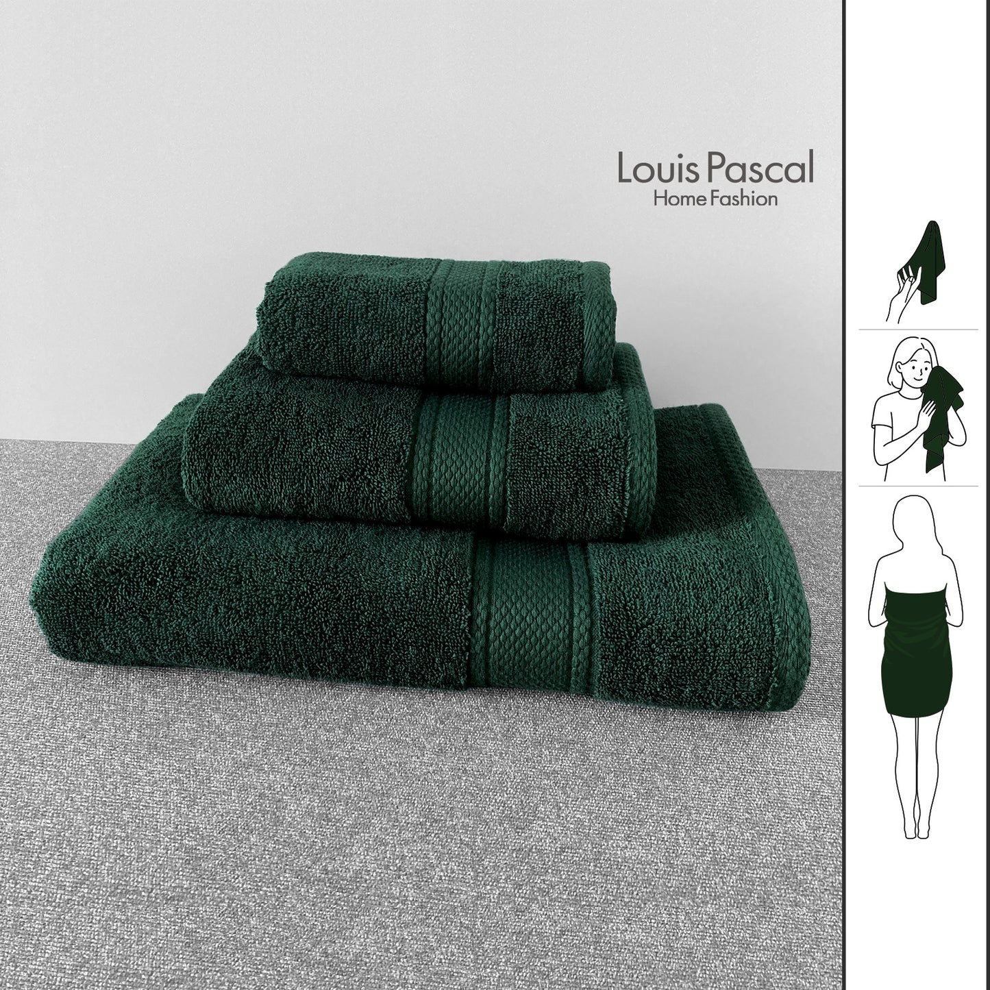 Set of 3 towels - 100% cotton - Barcode 4860122510391 - 4860122510407 - 4860122510414