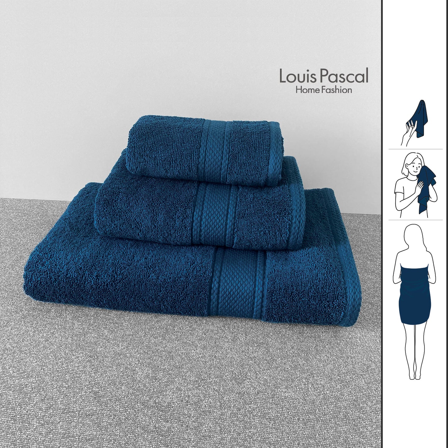 Set of 3 towels - 100% cotton - Barcode 4860122510391 - 4860122510407 - 4860122510414