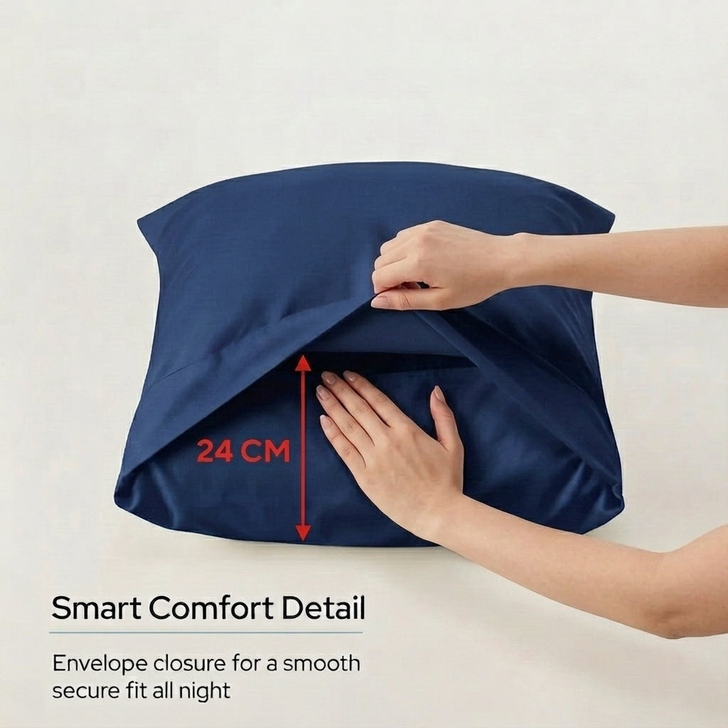Funda de almohada 2 piezas - Satén 100% algodón - Tamaño 50x70 CM - Código de barras 4860122510483