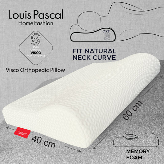 Pillow Orthopedic - Memory visco elastic foam - Luxury cotton surface - Size 40 X 60 CM (height lower side 6 CM) (height upper side 10 CM) - Barcode  4860122510537