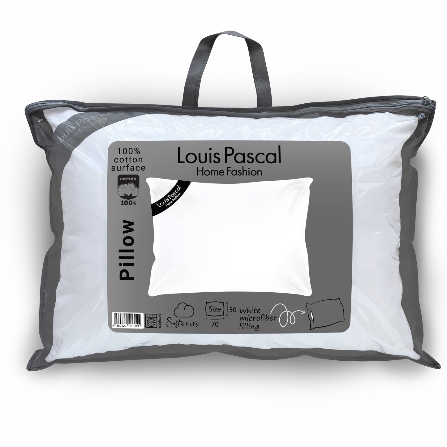 Pillow - 100% cotton surface - Silicon fiber filling - Size 50x70 CM - Barcode 4860122510124