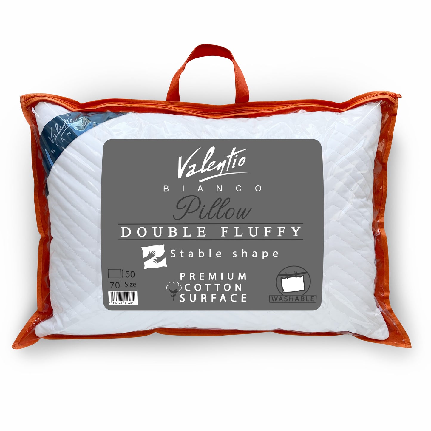 Pillow - Double Fluffy - Soft cotton quilted surface - Silicon fiber filling - Size 50x70 CM - Barcode 4860122510254