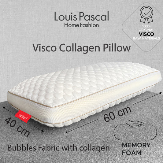 Pillow - Luxury collagen surface - Memory visco elastic foam - Size 40 X 60 CM - height 15 CM - Barcode 4860122510544