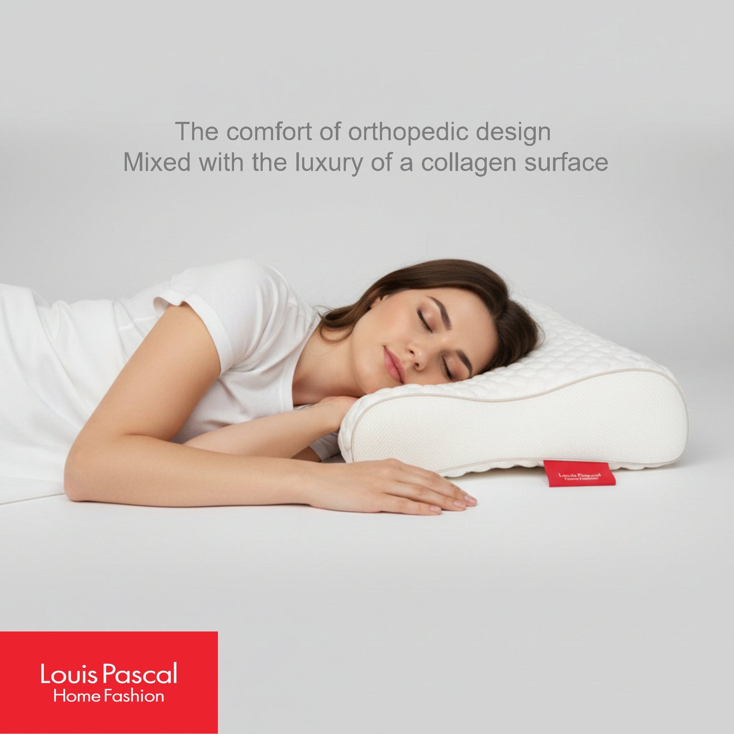 Almohada ortopédica + Superficie de colágeno de lujo - Espuma viscoelástica elástica - Superficie de lujo - Tamaño 40 x 60 CM (altura lado inferior 6 CM) (altura lado superior 10 CM) - Código de barras 4860122510537