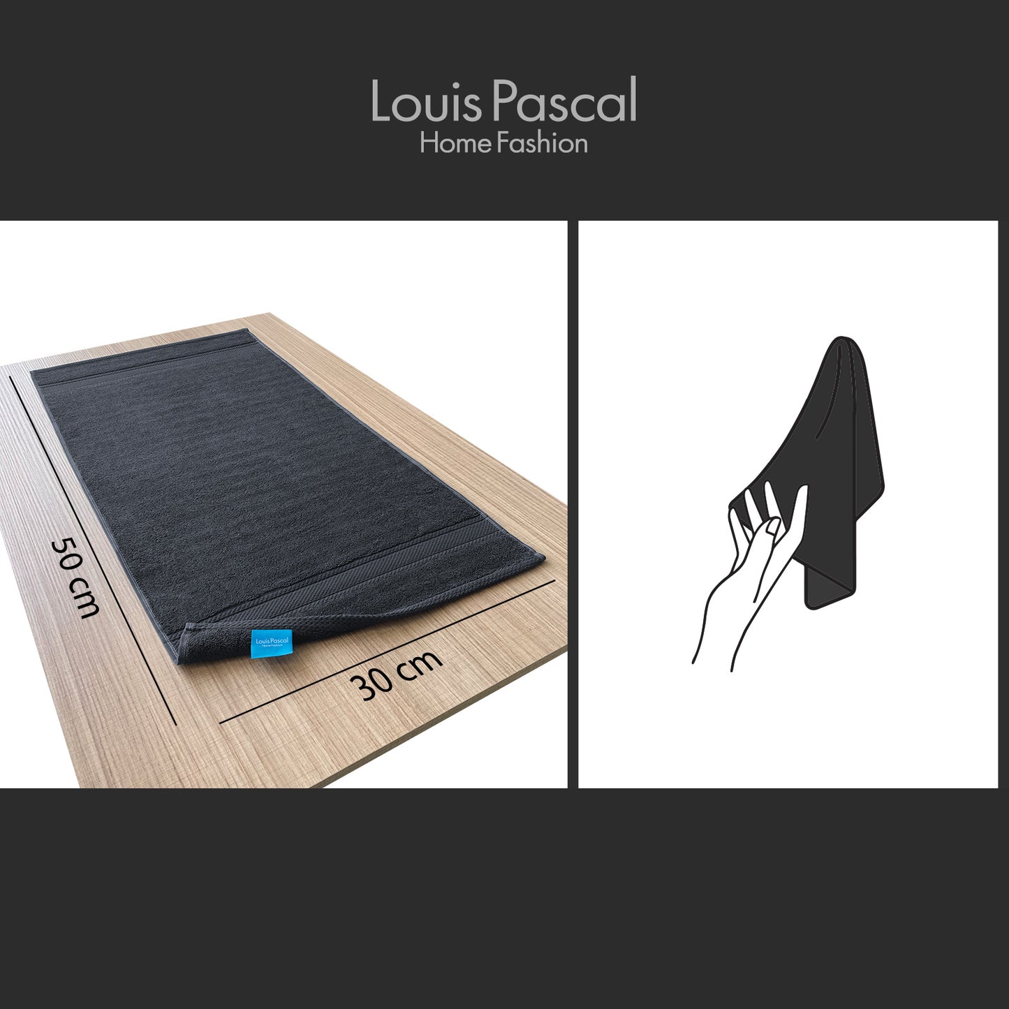 Hand towel 100% cotton - Double stitching - 500 GSM - Size 30x50 CM - Barcode 4860122510391