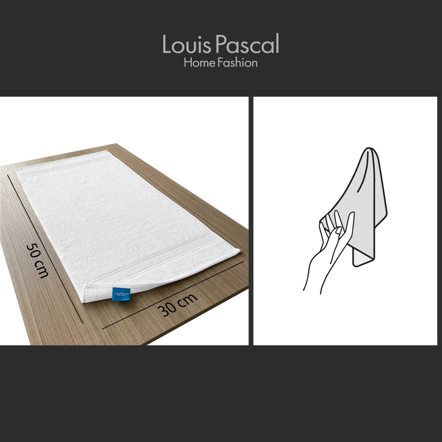 Hand towel 100% cotton - Double stitching - 500 GSM - Size 30x50 CM - Barcode 4860122510391