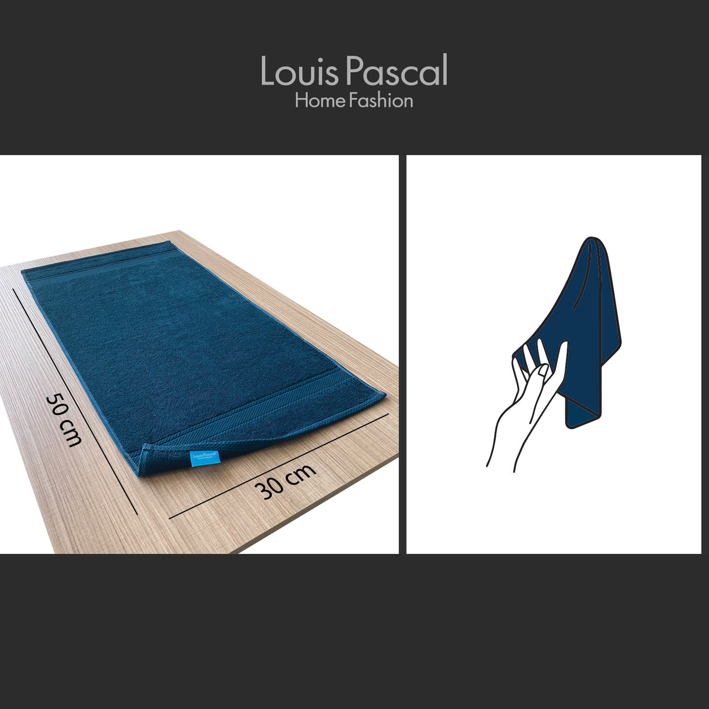 Hand towel 100% cotton - Double stitching - 500 GSM - Size 30x50 CM - Barcode 4860122510391