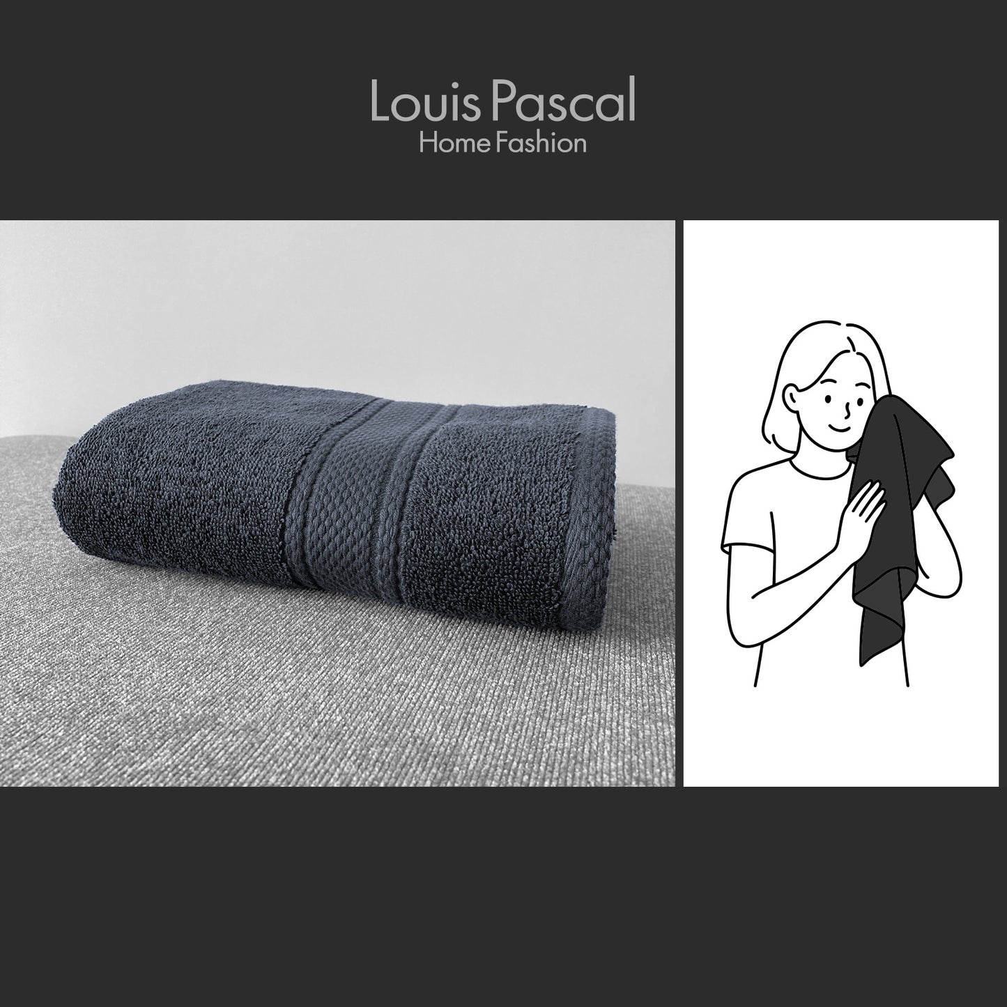 Face towel 100% cotton - Double stitching - 500 GSM - Size 50x90 CM - Barcode 4860122510407