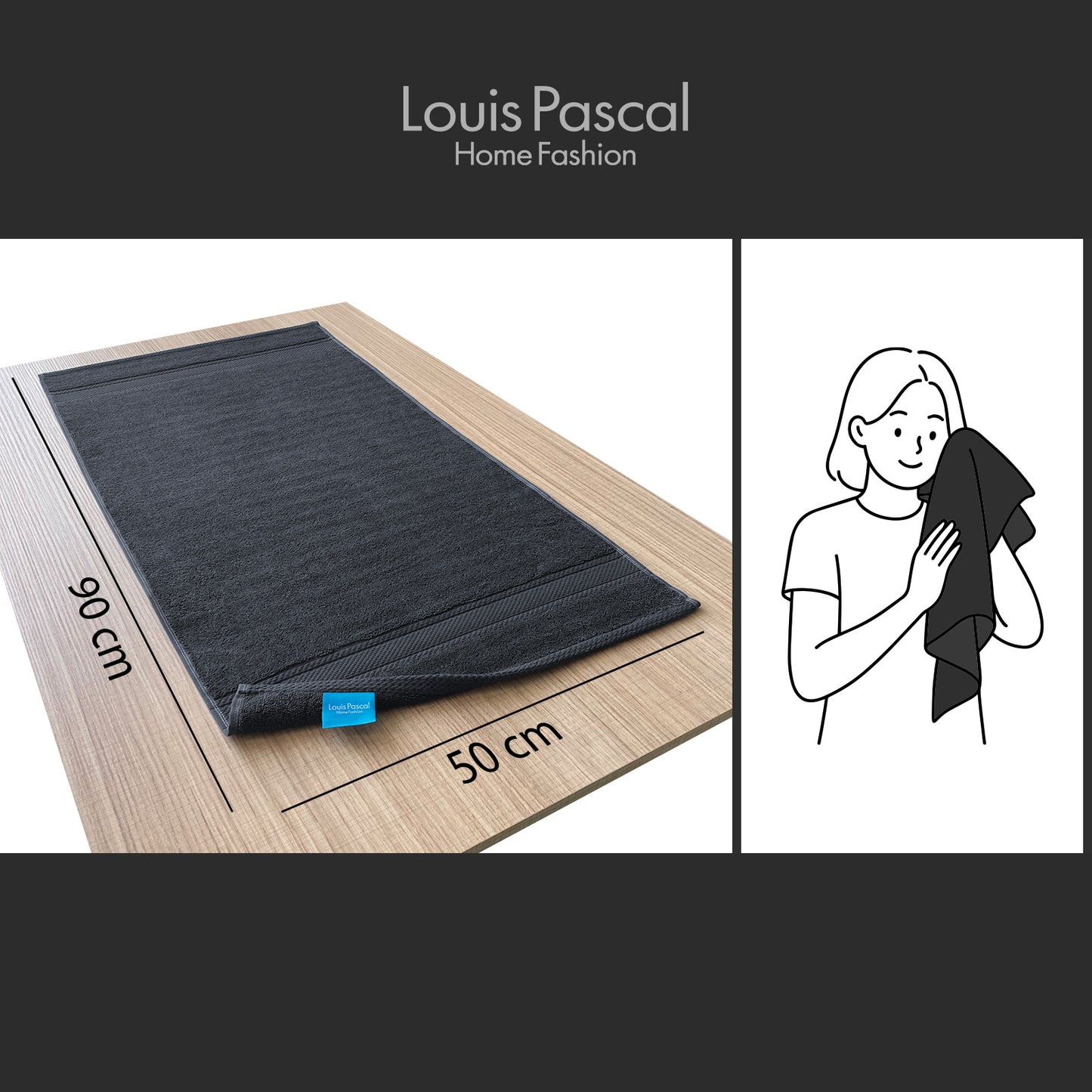 Face towel 100% cotton - Double stitching - 500 GSM - Size 50x90 CM - Barcode 4860122510407