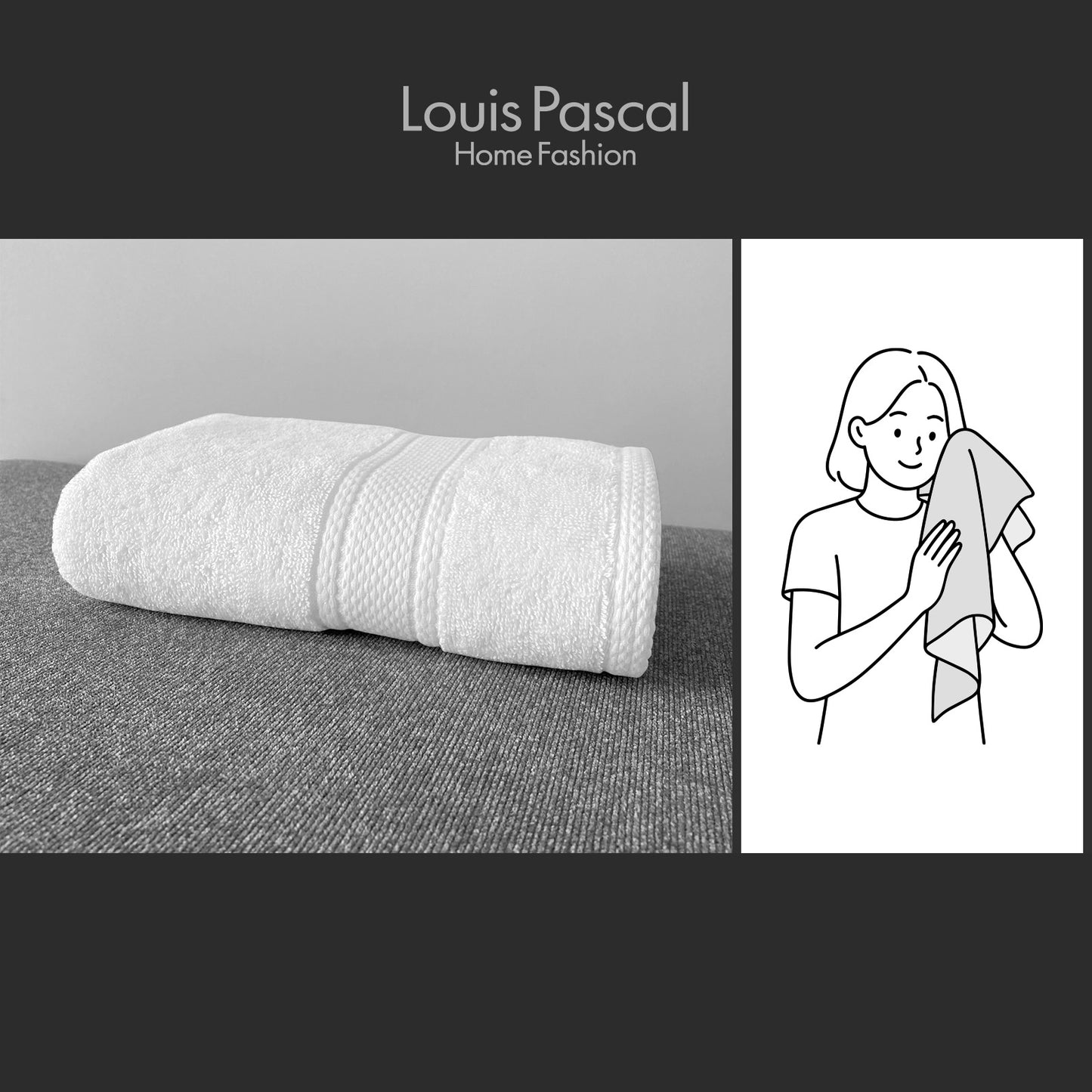 Face towel 100% cotton - Double stitching - 500 GSM - Size 50x90 CM - Barcode 4860122510407