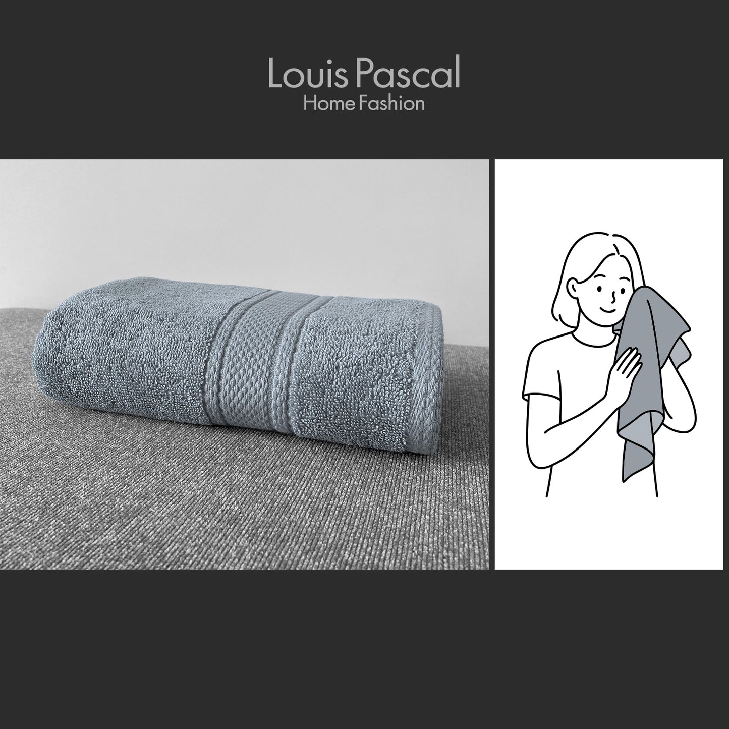 Face towel 100% cotton - Double stitching - 500 GSM - Size 50x90 CM - Barcode 4860122510407