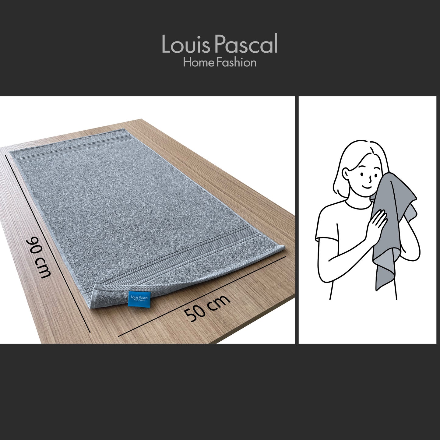 Face towel 100% cotton - Double stitching - 500 GSM - Size 50x90 CM - Barcode 4860122510407