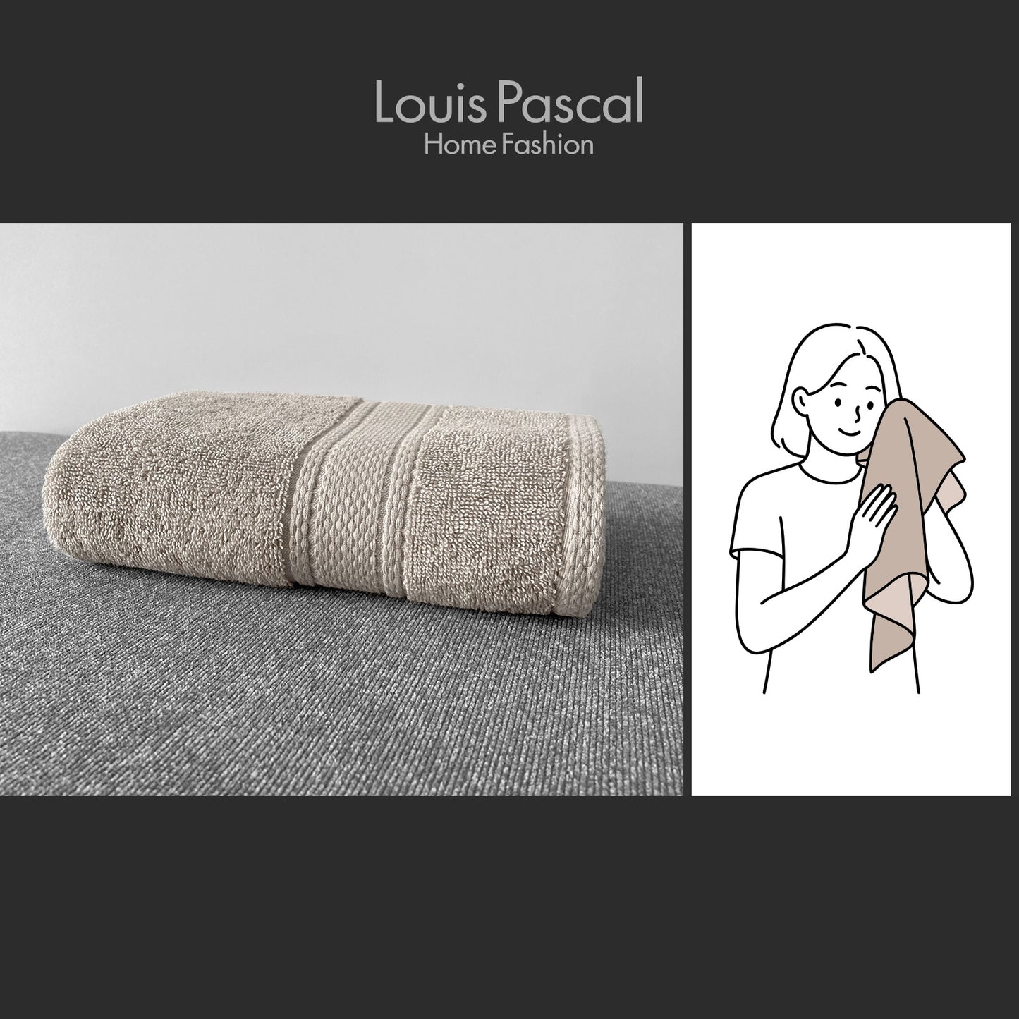 Face towel 100% cotton - Double stitching - 500 GSM - Size 50x90 CM - Barcode 4860122510407