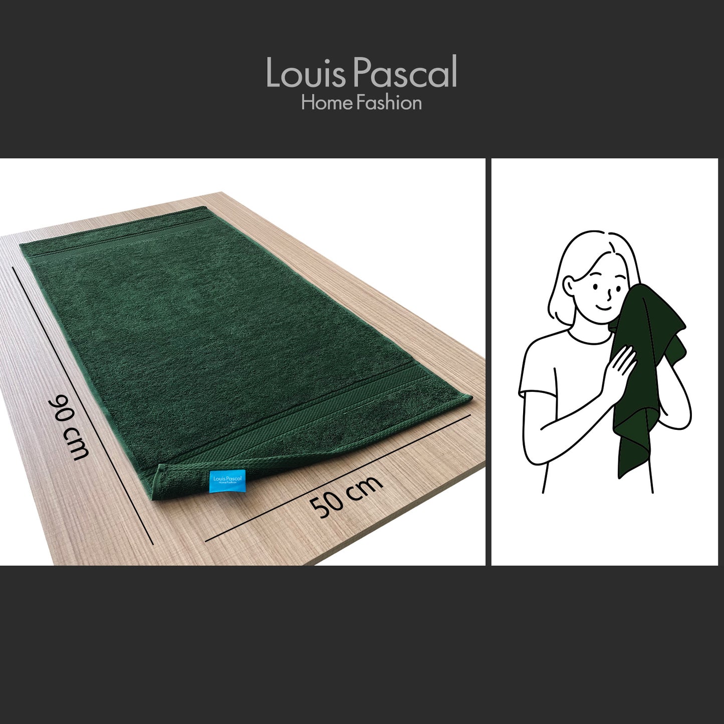 Face towel 100% cotton - Double stitching - 500 GSM - Size 50x90 CM - Barcode 4860122510407