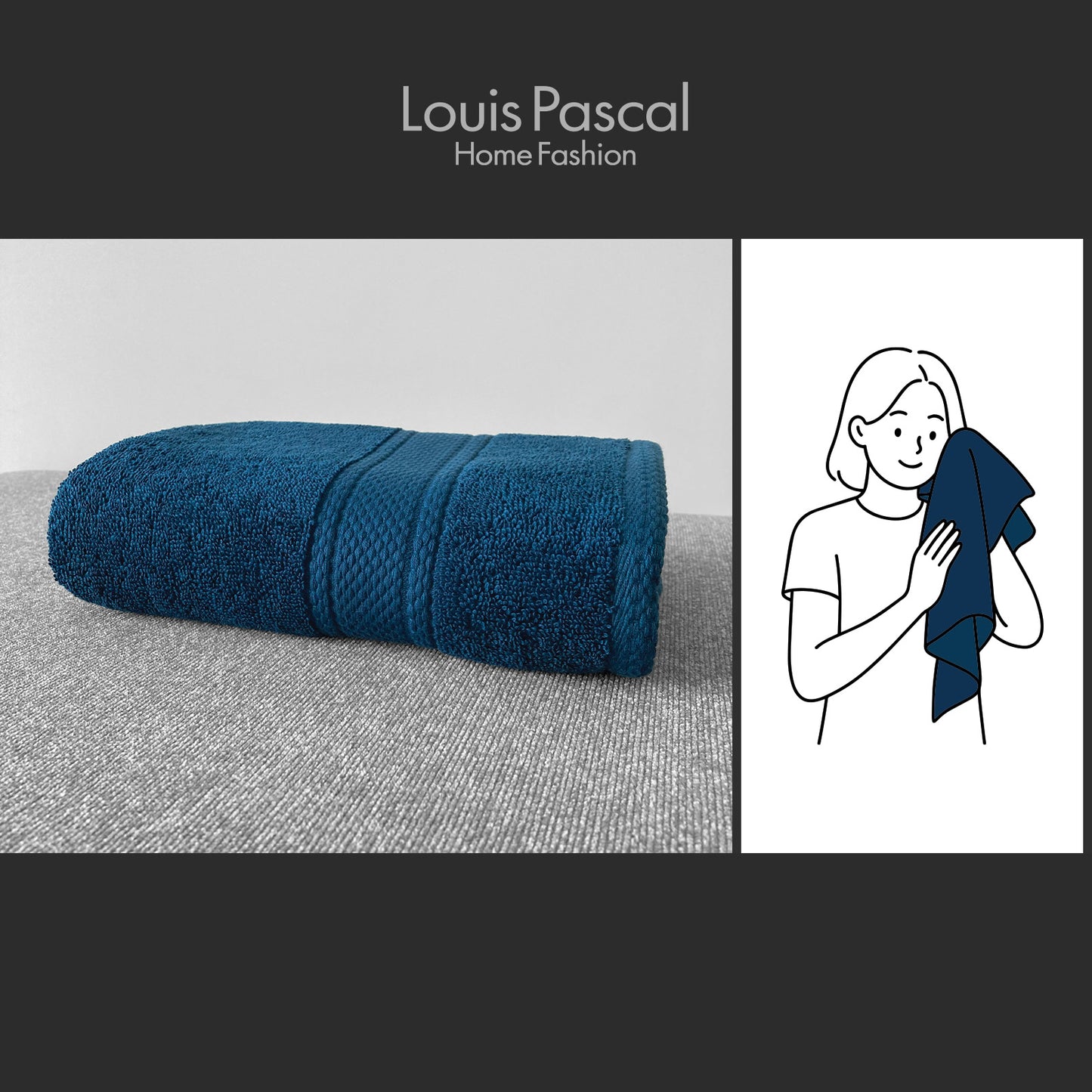 Face towel 100% cotton - Double stitching - 500 GSM - Size 50x90 CM - Barcode 4860122510407