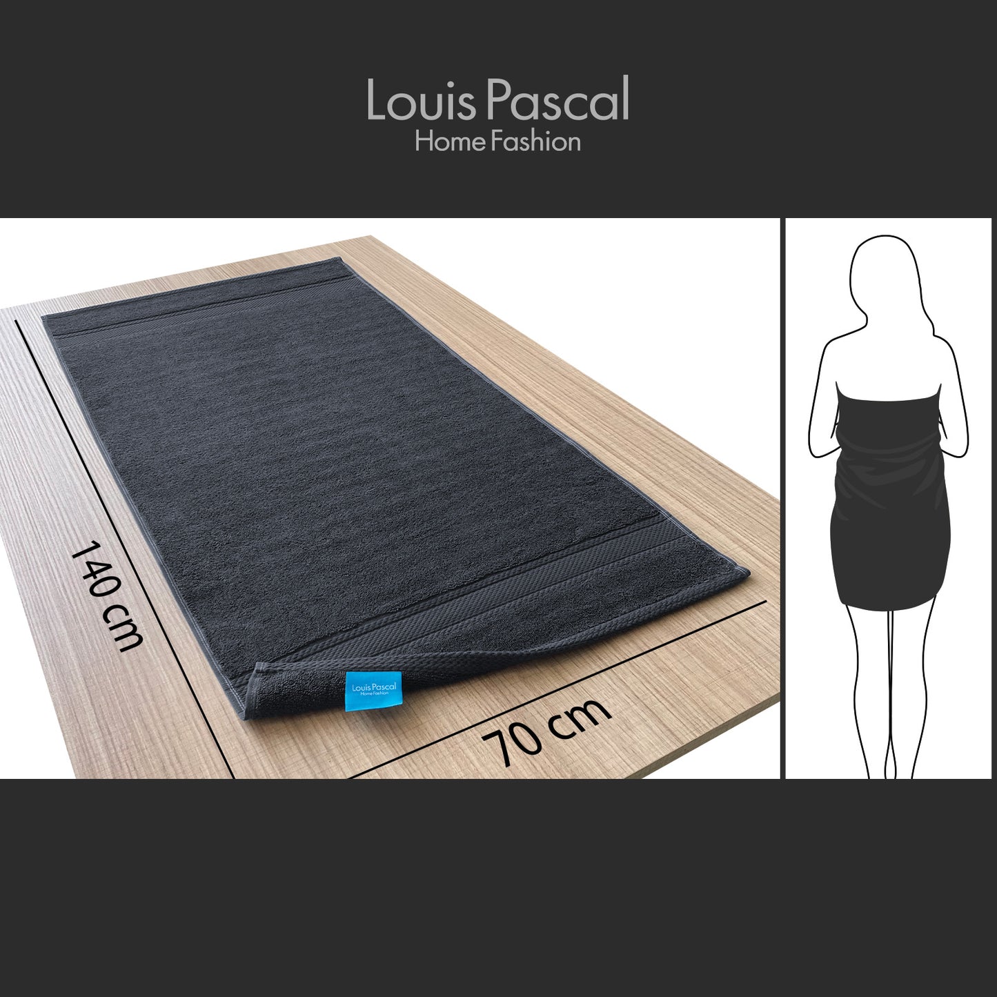 Body towel 100% cotton - Double stitching - 500 GSM - Size 70x140 CM - Barcode 4860122510414