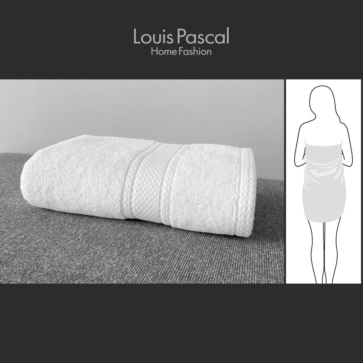 Body towel 100% cotton - Double stitching - 500 GSM - Size 70x140 CM - Barcode 4860122510414