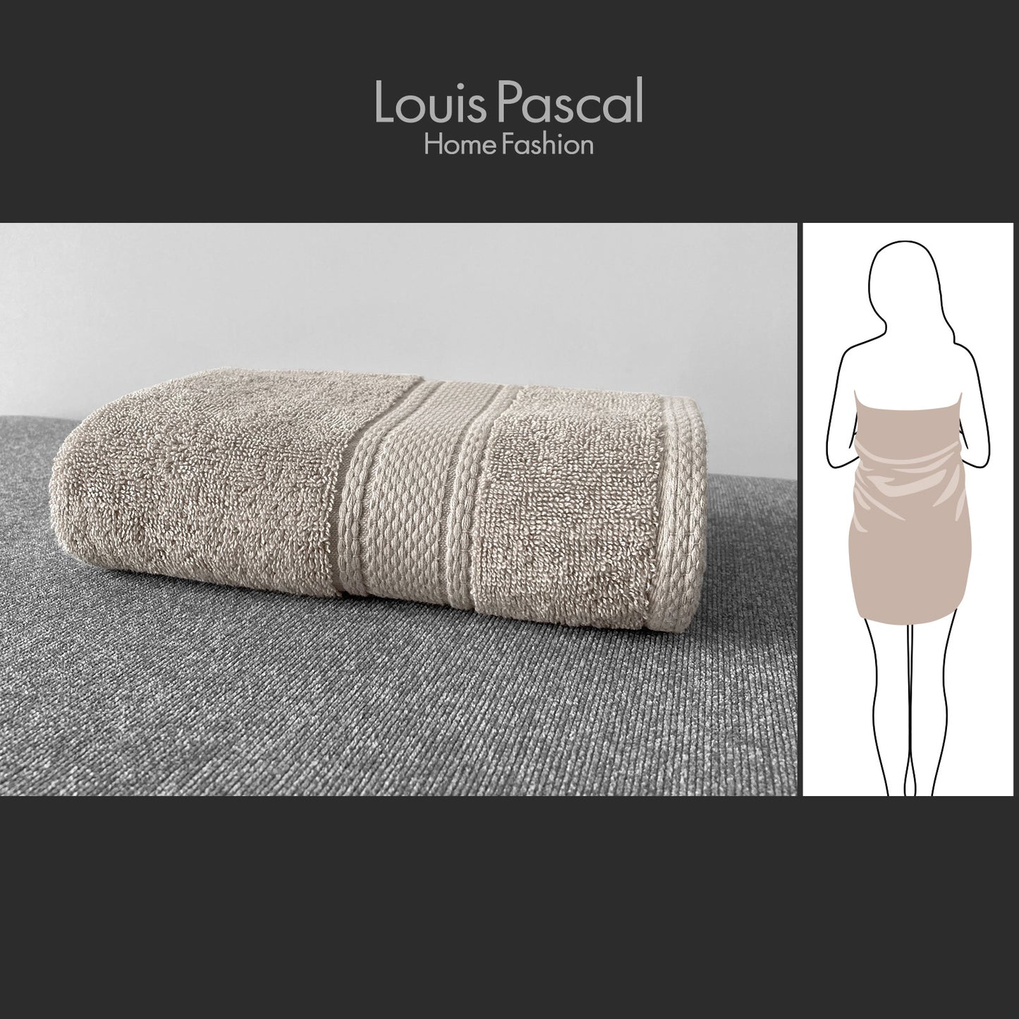 Body towel 100% cotton - Double stitching - 500 GSM - Size 70x140 CM - Barcode 4860122510414