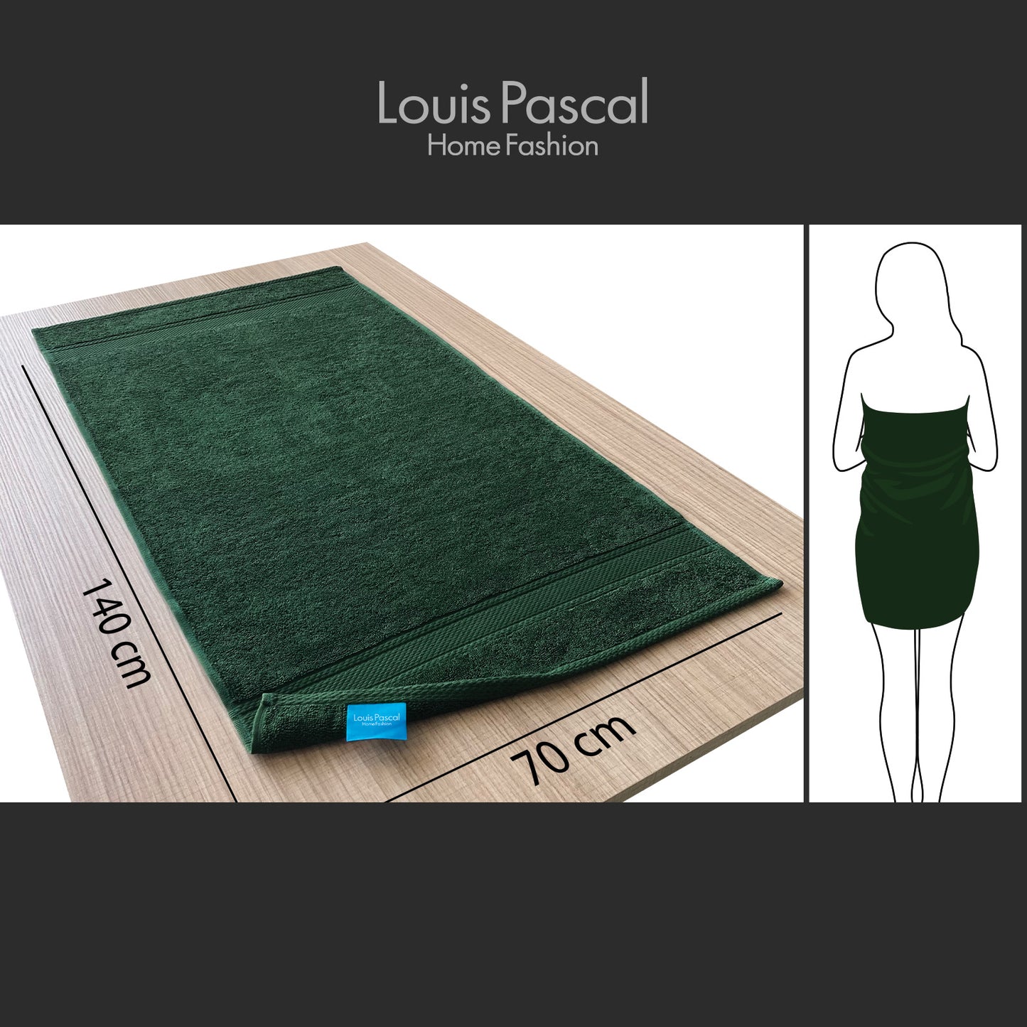 Body towel 100% cotton - Double stitching - 500 GSM - Size 70x140 CM - Barcode 4860122510414