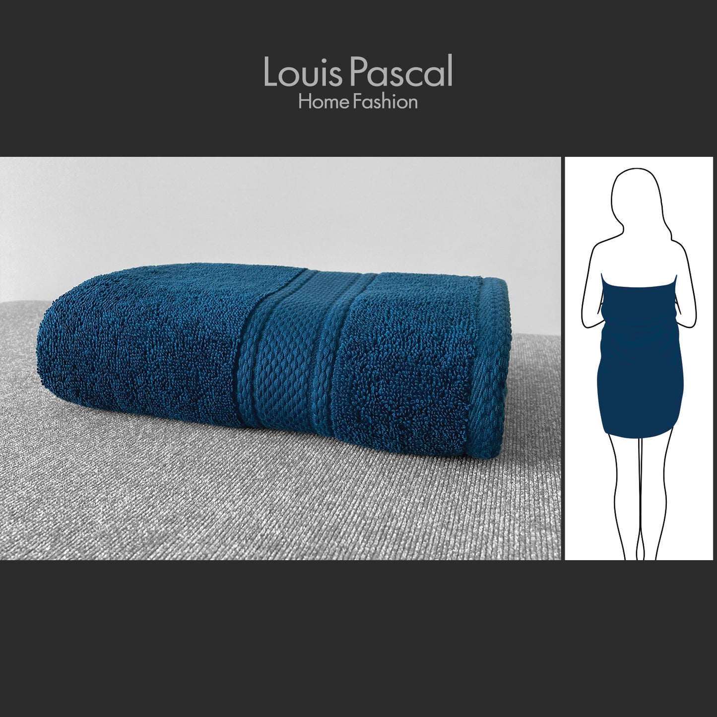 Body towel 100% cotton - Double stitching - 500 GSM - Size 70x140 CM - Barcode 4860122510414