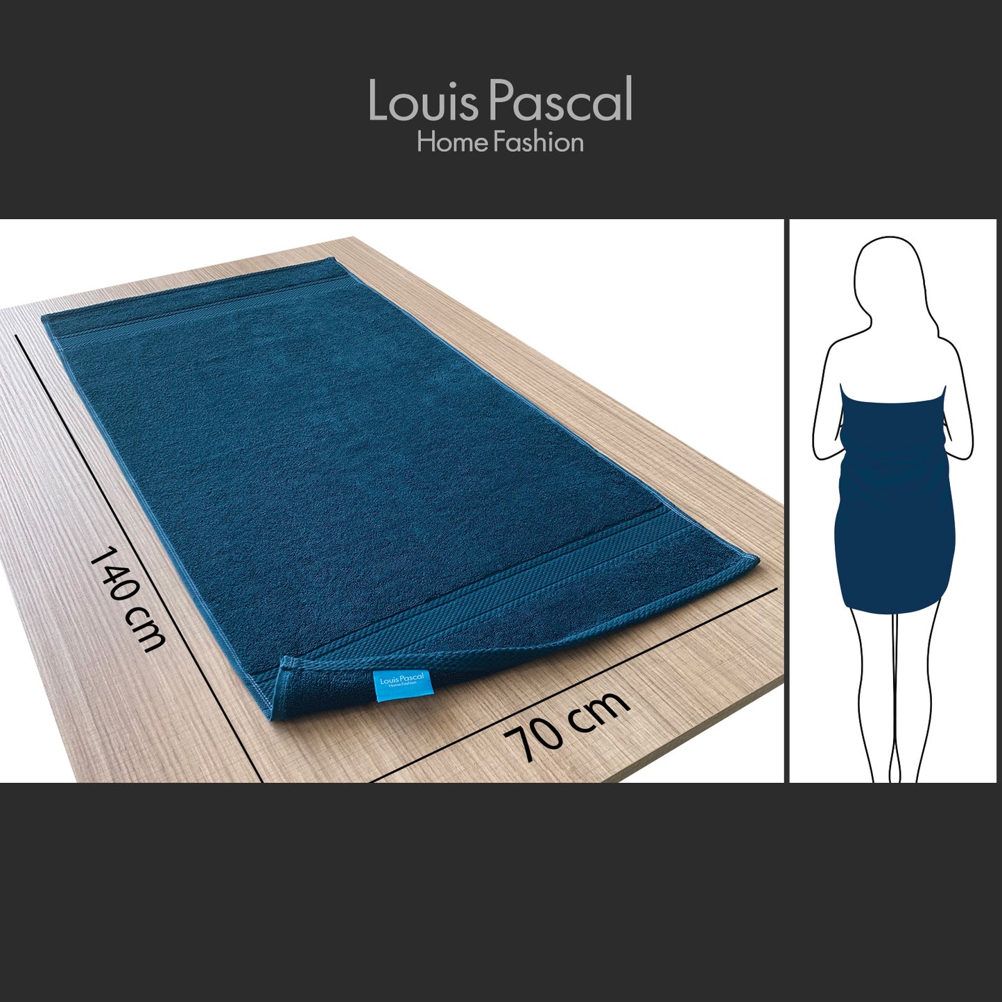 Body towel 100% cotton - Double stitching - 500 GSM - Size 70x140 CM - Barcode 4860122510414