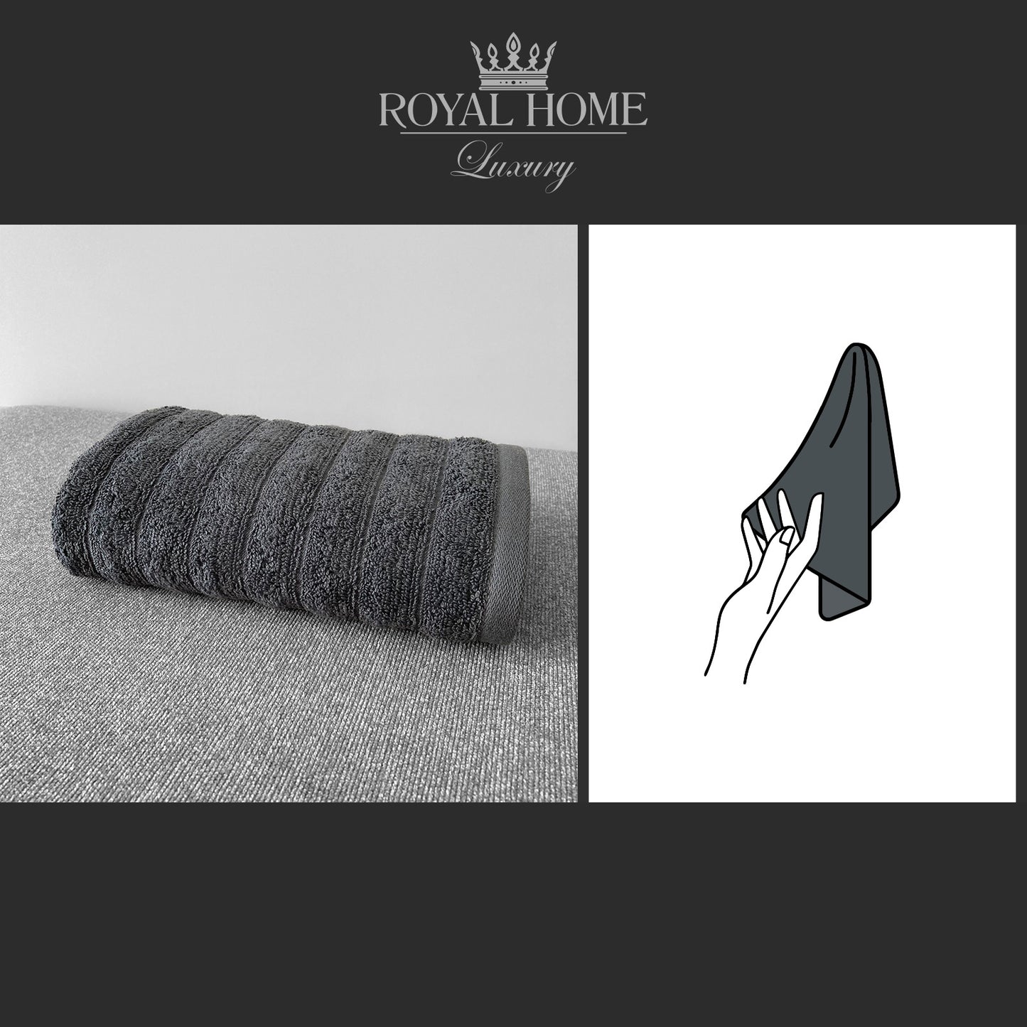 Hand towel 100% cotton - Double stitching - 450 GSM - Waves design - Size 30x50 CM - Barcode 4860122510292