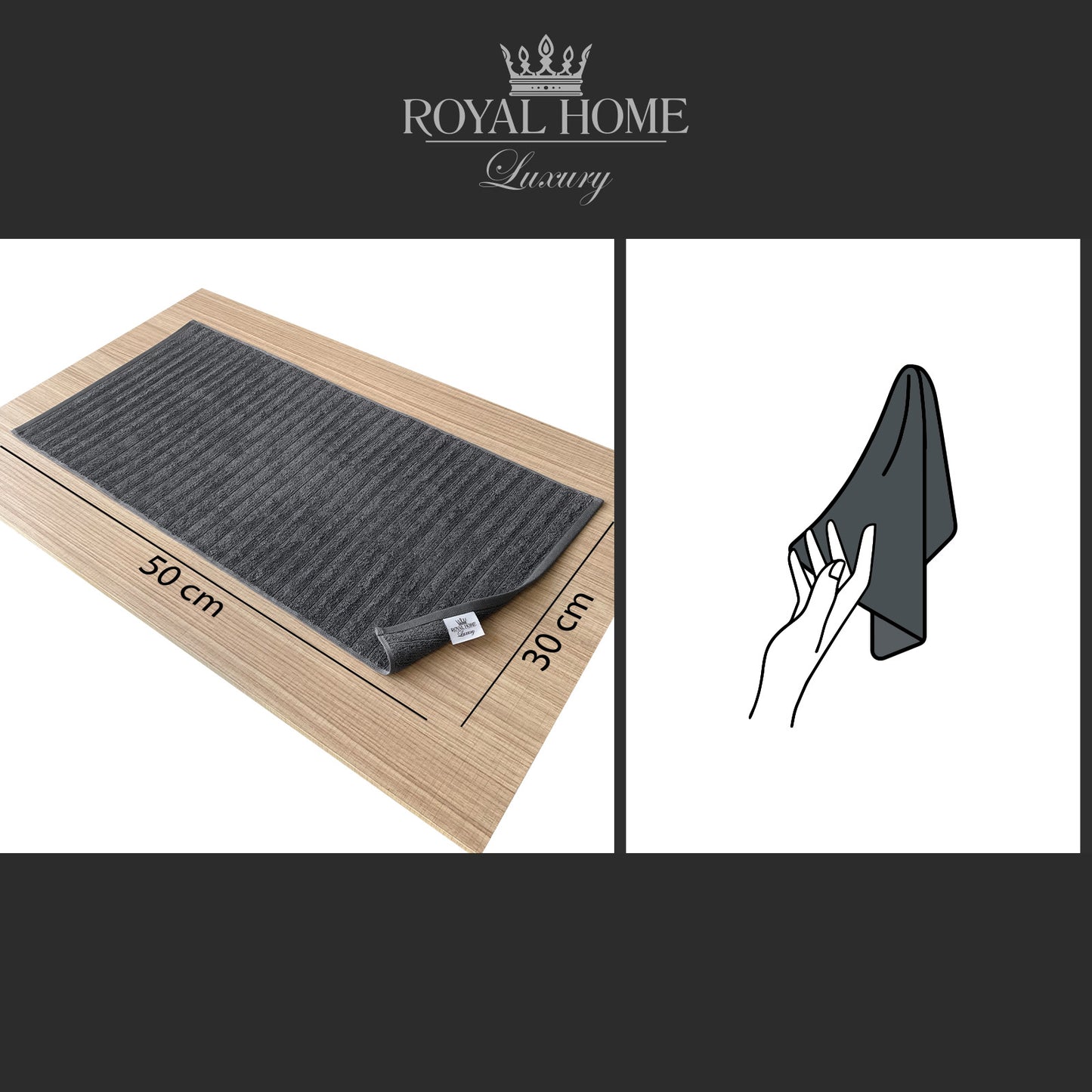 Hand towel 100% cotton - Double stitching - 450 GSM - Waves design - Size 30x50 CM - Barcode 4860122510292