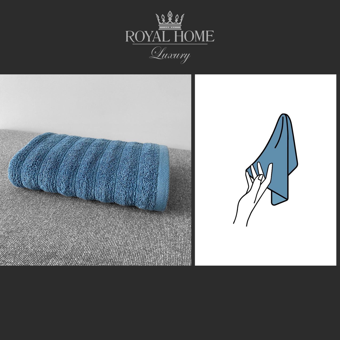 Hand towel 100% cotton - Double stitching - 450 GSM - Waves design - Size 30x50 CM - Barcode 4860122510292