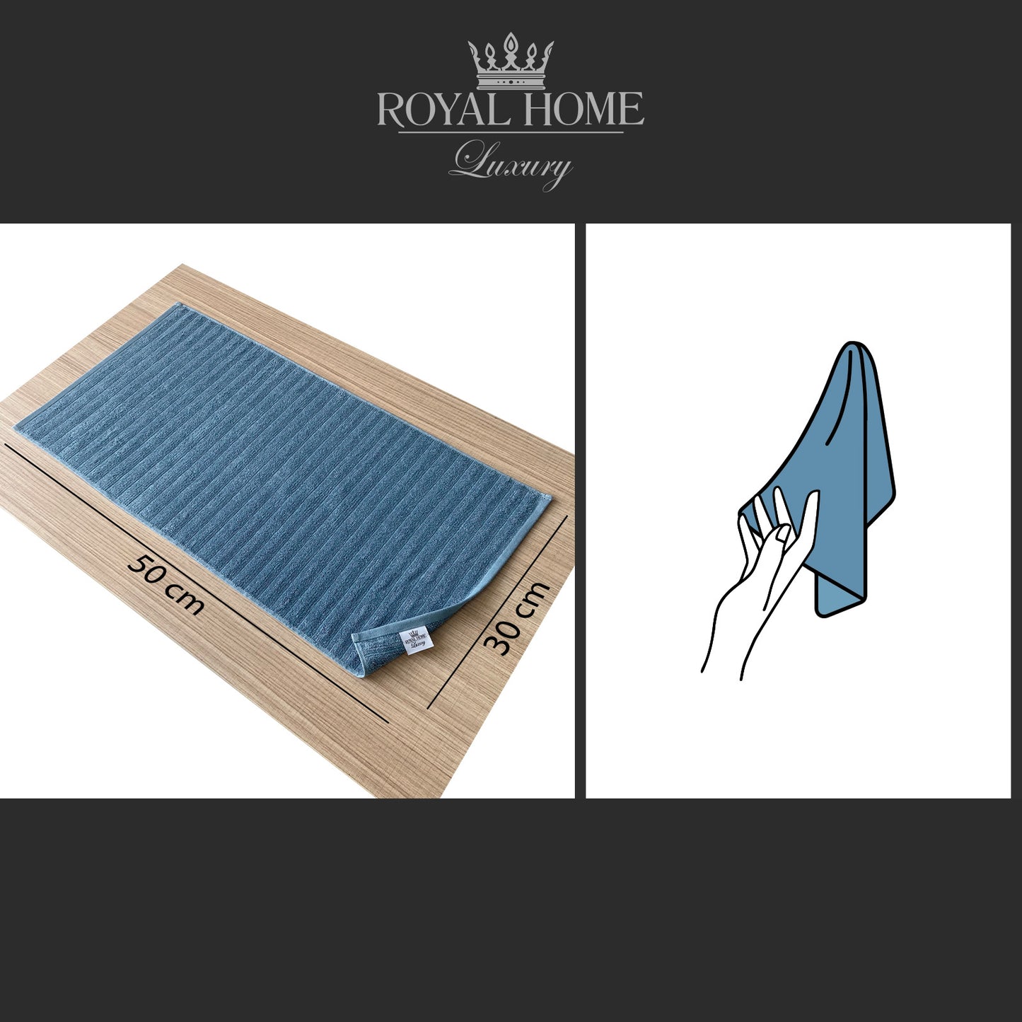 Hand towel 100% cotton - Double stitching - 450 GSM - Waves design - Size 30x50 CM - Barcode 4860122510292