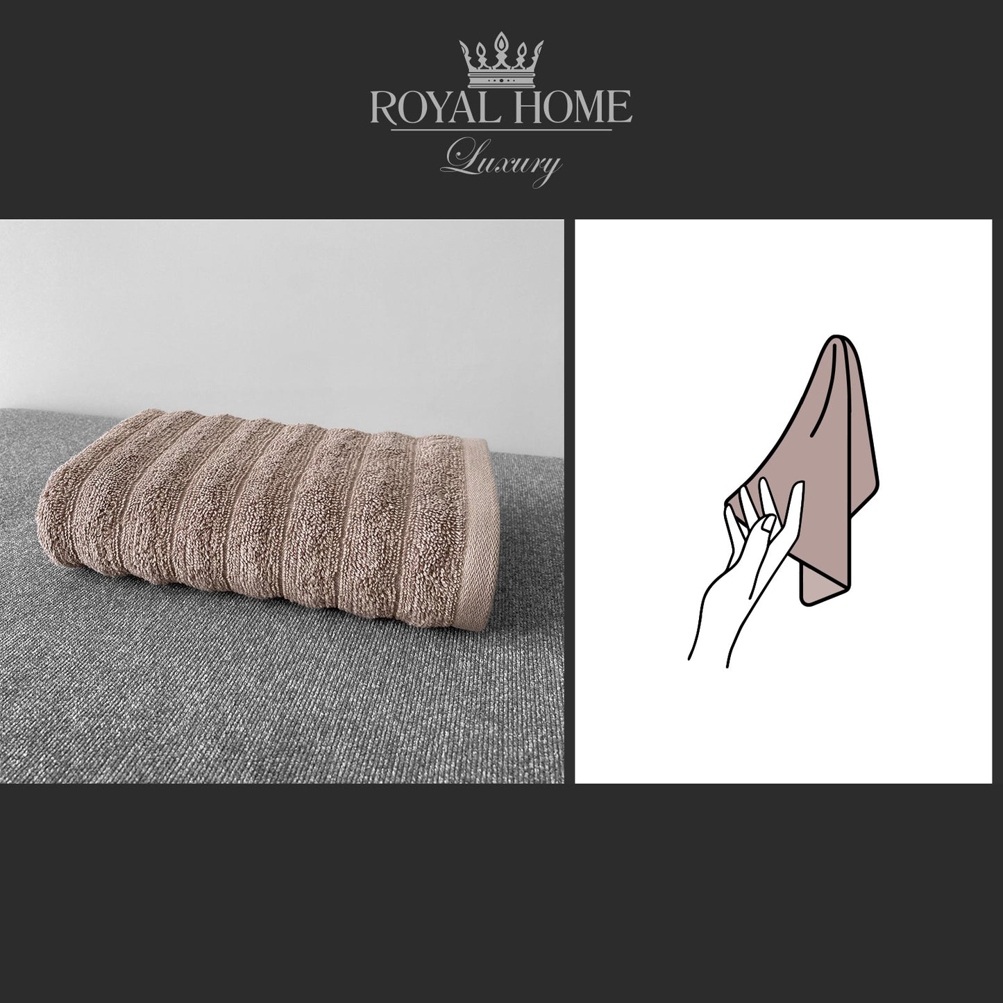 Hand towel 100% cotton - Double stitching - 450 GSM - Waves design - Size 30x50 CM - Barcode 4860122510292