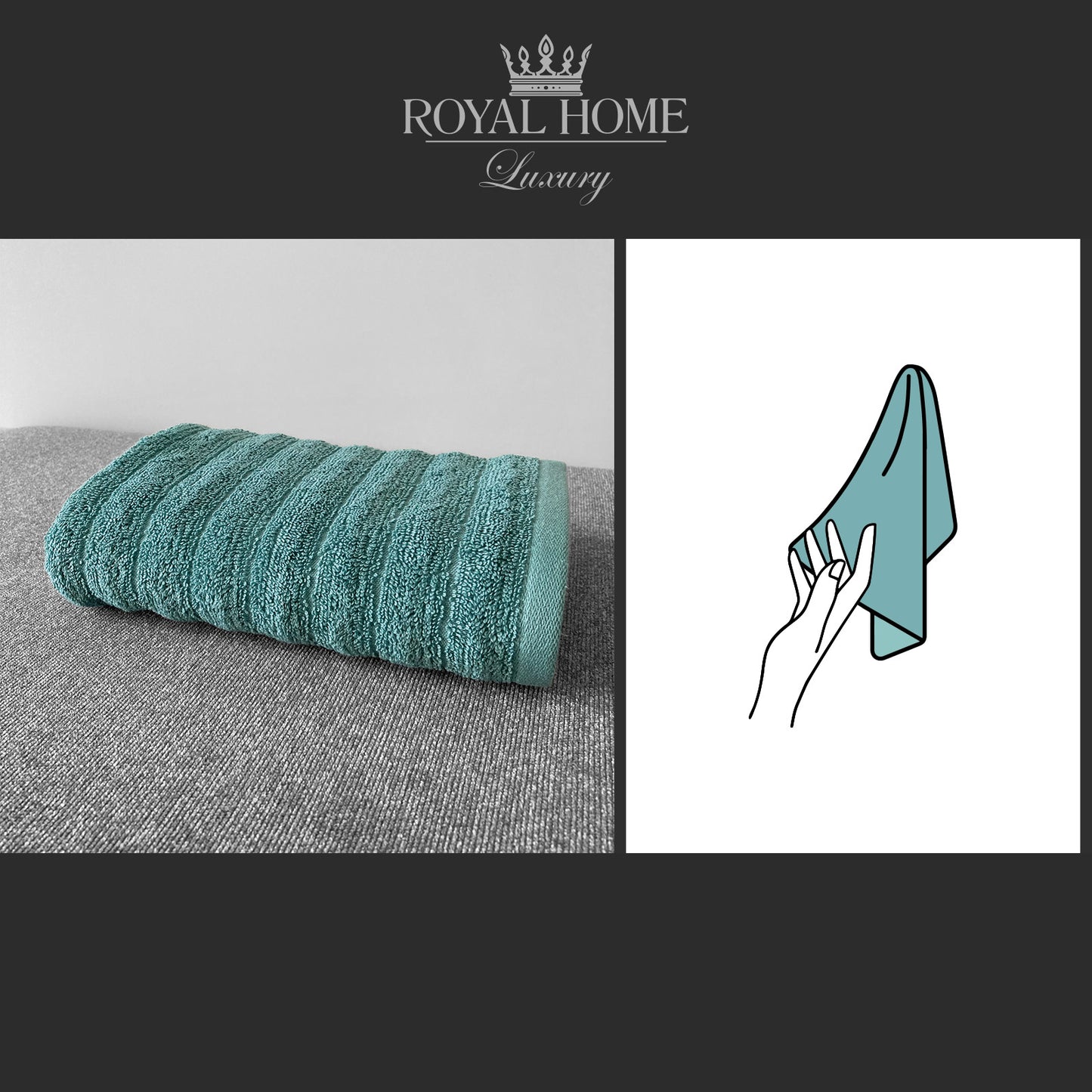 Hand towel 100% cotton - Double stitching - 450 GSM - Waves design - Size 30x50 CM - Barcode 4860122510292