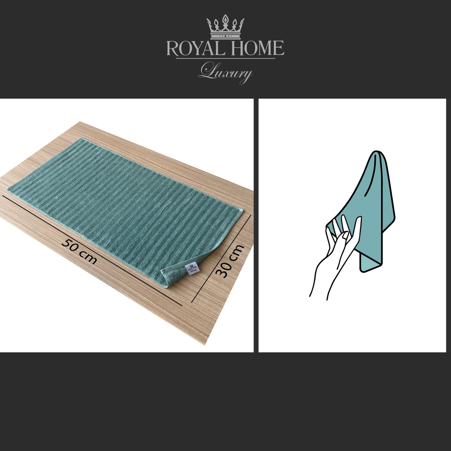 Hand towel 100% cotton - Double stitching - 450 GSM - Waves design - Size 30x50 CM - Barcode 4860122510292