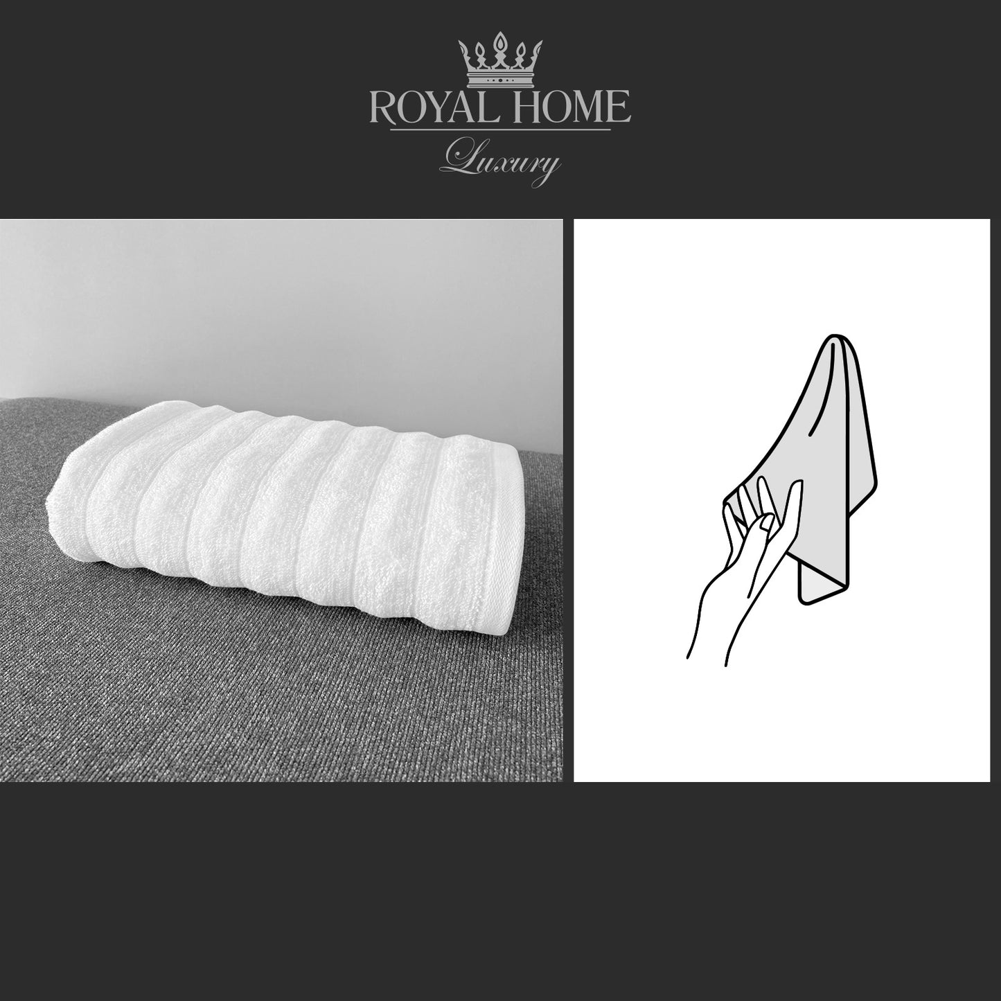 Hand towel 100% cotton - Double stitching - 450 GSM - Waves design - Size 30x50 CM - Barcode 4860122510292