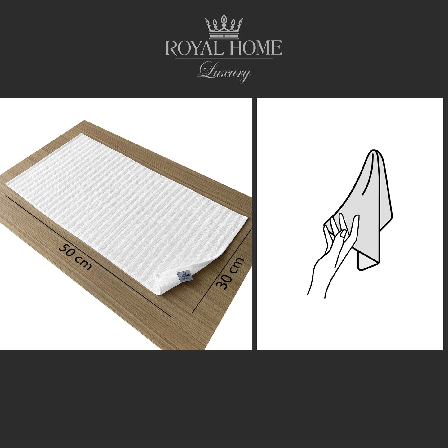 Hand towel 100% cotton - Double stitching - 450 GSM - Waves design - Size 30x50 CM - Barcode 4860122510292