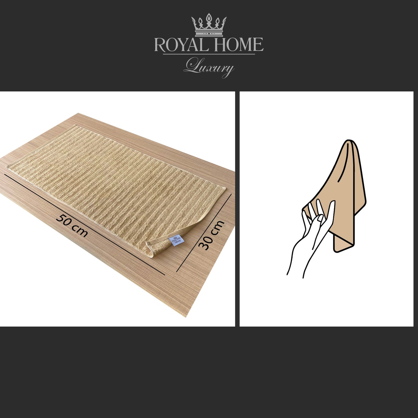 Hand towel 100% cotton - Double stitching - 450 GSM - Waves design - Size 30x50 CM - Barcode 4860122510292