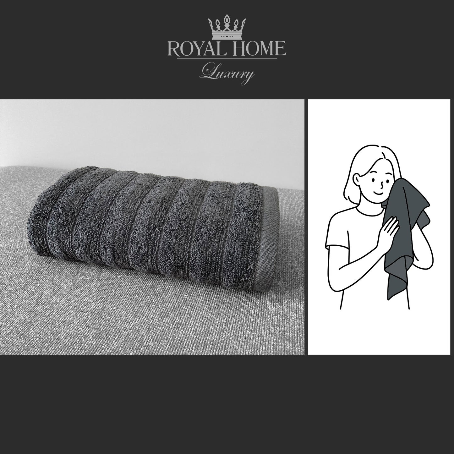 Face towel 100% cotton - Double stitching - 450 GSM - Waves design - Size 50x90 CM - Barcode 4860122510308