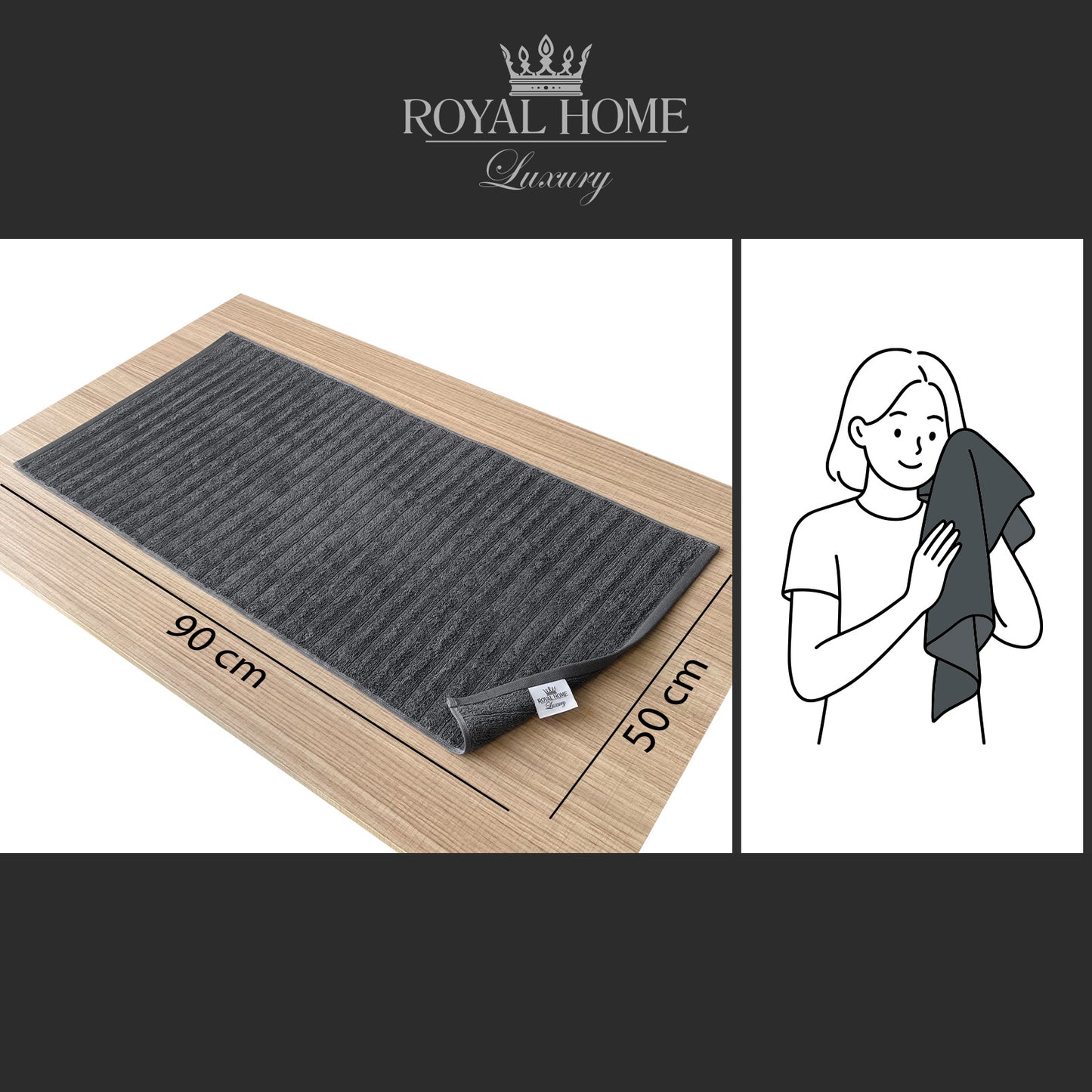 Face towel 100% cotton - Double stitching - 450 GSM - Waves design - Size 50x90 CM - Barcode 4860122510308