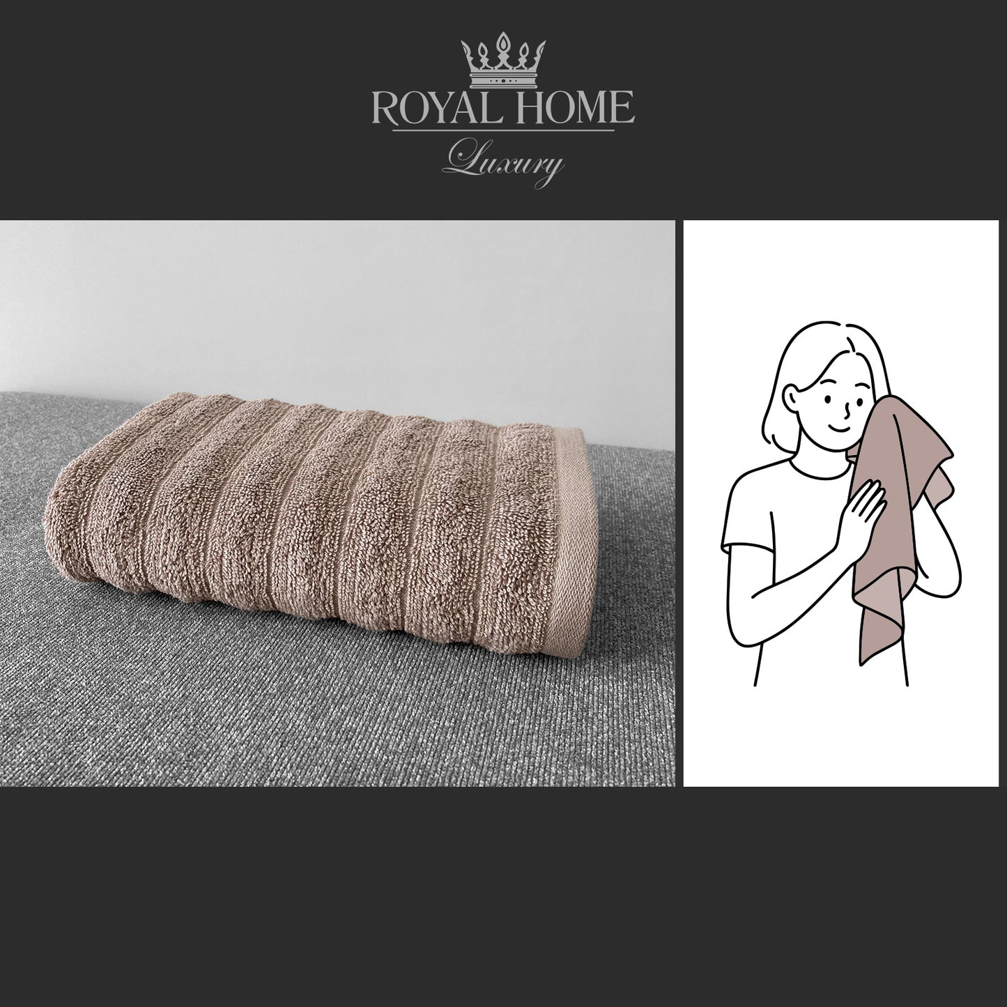 Face towel 100% cotton - Double stitching - 450 GSM - Waves design - Size 50x90 CM - Barcode 4860122510308