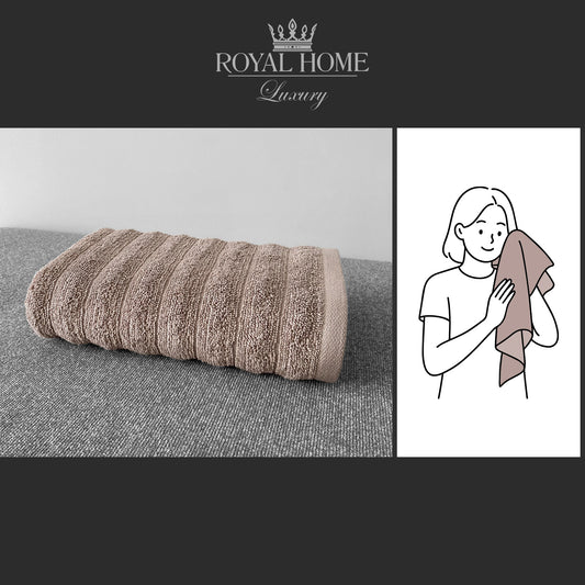 Face towel 100% cotton - Double stitching - 450 GSM - Waves design - Size 50x90 CM - Barcode 4860122510308