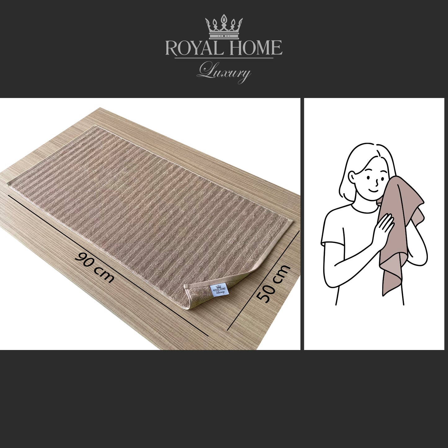 Face towel 100% cotton - Double stitching - 450 GSM - Waves design - Size 50x90 CM - Barcode 4860122510308
