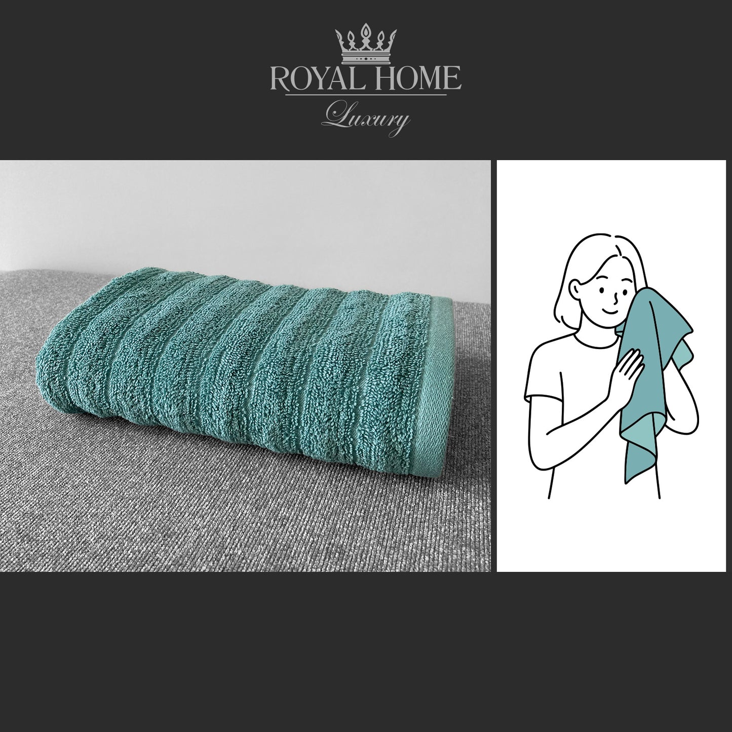 Face towel 100% cotton - Double stitching - 450 GSM - Waves design - Size 50x90 CM - Barcode 4860122510308