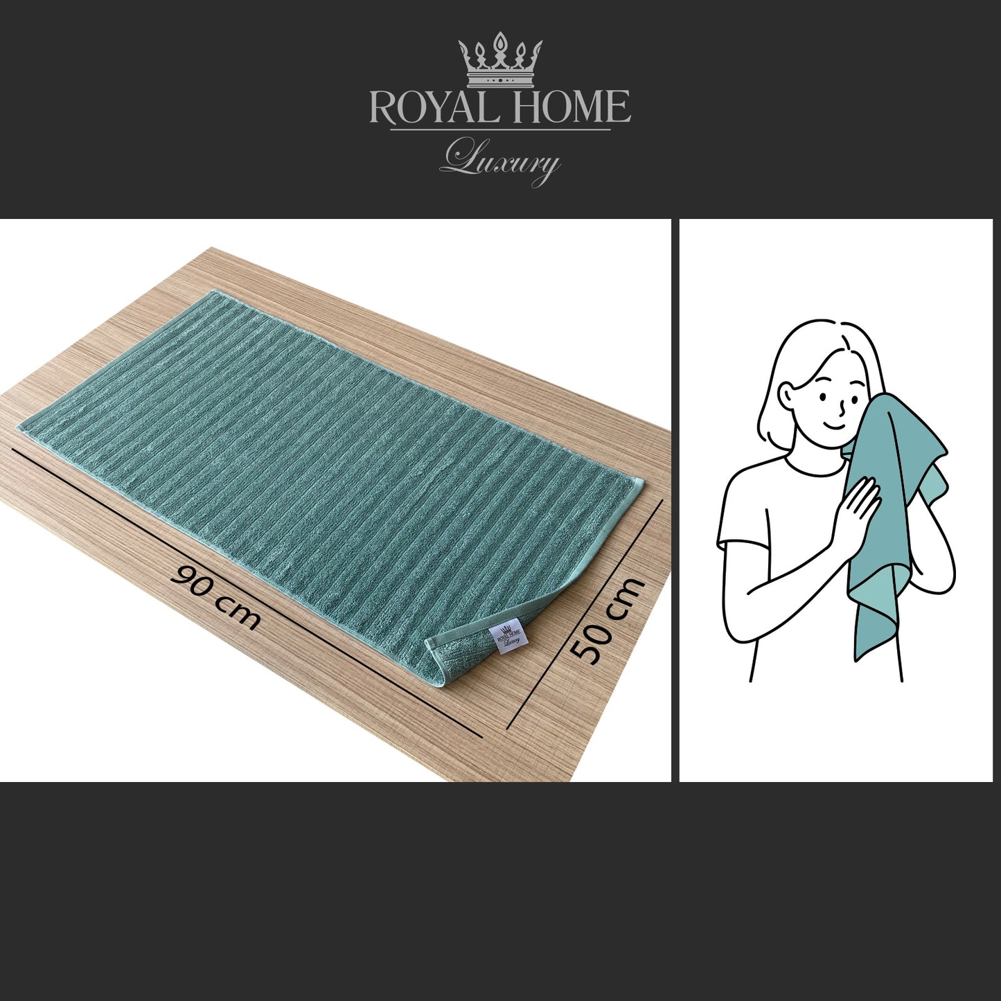 Face towel 100% cotton - Double stitching - 450 GSM - Waves design - Size 50x90 CM - Barcode 4860122510308