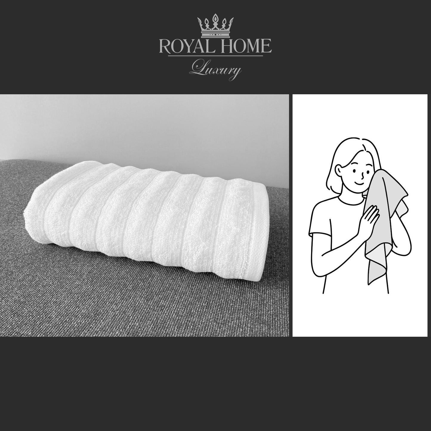 Face towel 100% cotton - Double stitching - 450 GSM - Waves design - Size 50x90 CM - Barcode 4860122510308