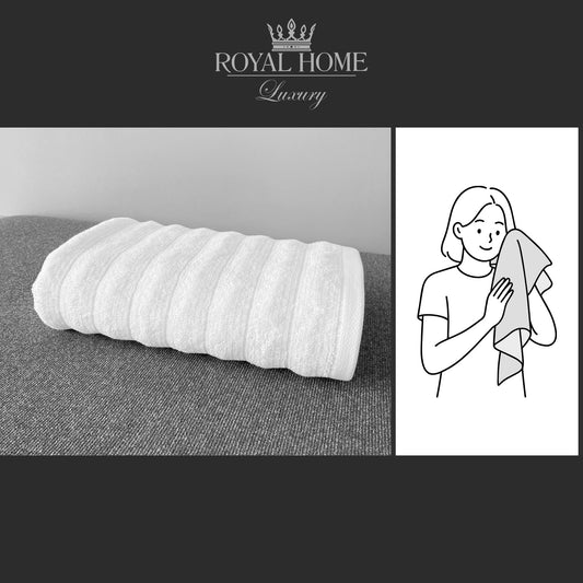 Face towel 100% cotton - Double stitching - 450 GSM - Waves design - Size 50x90 CM - Barcode 4860122510308