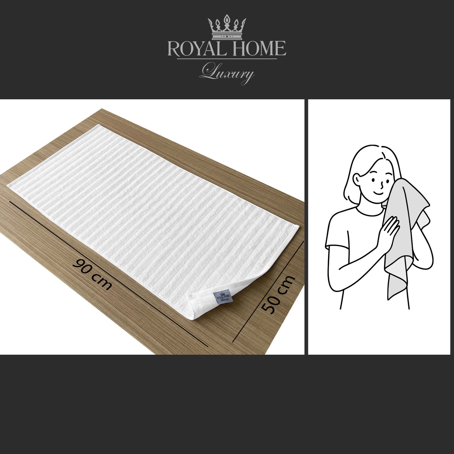 Face towel 100% cotton - Double stitching - 450 GSM - Waves design - Size 50x90 CM - Barcode 4860122510308