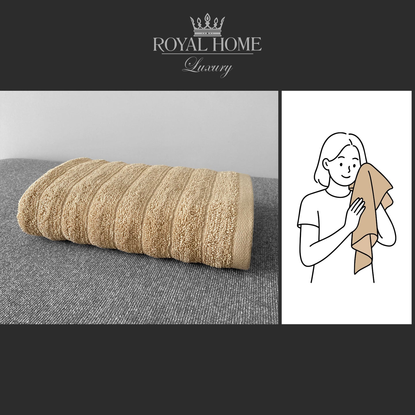 Face towel 100% cotton - Double stitching - 450 GSM - Waves design - Size 50x90 CM - Barcode 4860122510308