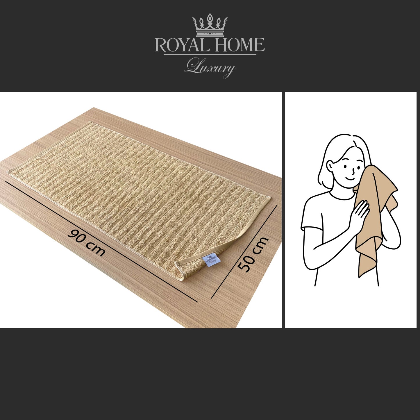 Face towel 100% cotton - Double stitching - 450 GSM - Waves design - Size 50x90 CM - Barcode 4860122510308