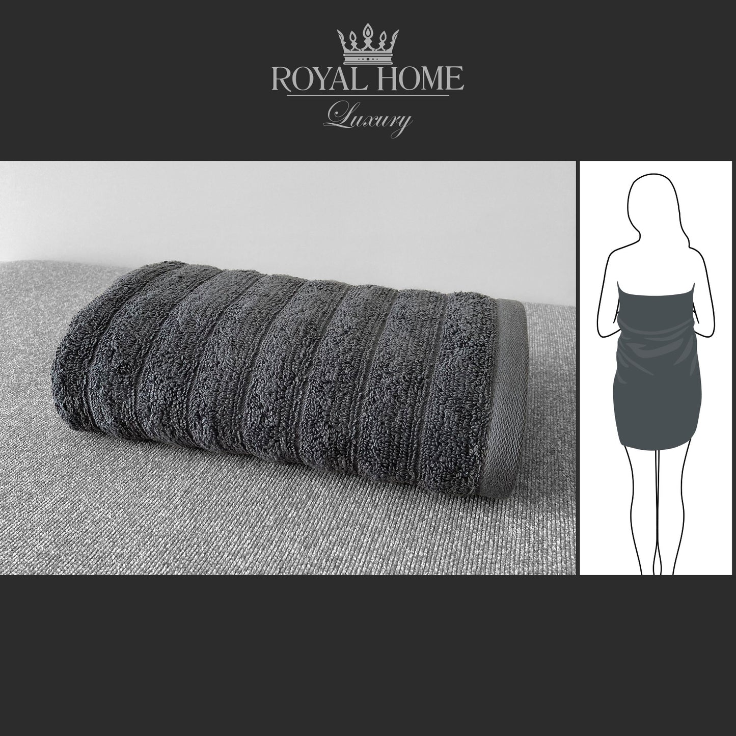 Body towel 100% cotton - Double stitching - 450 GSM - Waves design - Size 70x140 CM - Barcode 4860122510315